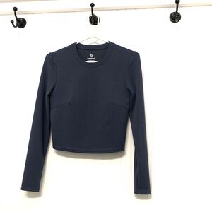 LEGEND Athletic Crop TOP Shelf Bra w/Lite Removable Pads LongSlvs EUC LikeNew